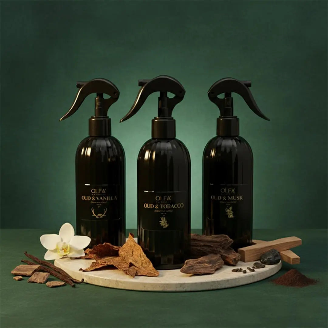 Olfa Originals Luxury Oud Ambience Spray Trio home fragrance set, a Diwali gift for relatives