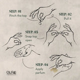 How to use Pure Oud Parfum Pods by pinching, opening and applying the parfum