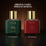 Raja Rose 42 Oud & Rose fragrance showing new and old packaging
