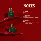 Raja Rose 42 Oud & Rose fragrance notes with rose, jasmine, saffron and oud