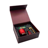 Year of the Horse Luxury Oud Candle Gift Box open with candle and fragrance accessories
